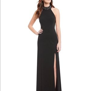 Belle Badgley Mischka Mock Neck Black Dress